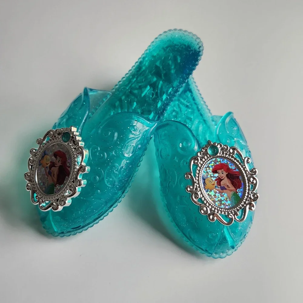 Disney Princess Ariel Little Mermaid Teal Blue Glitter Jelly‎ Dress Up Shoes